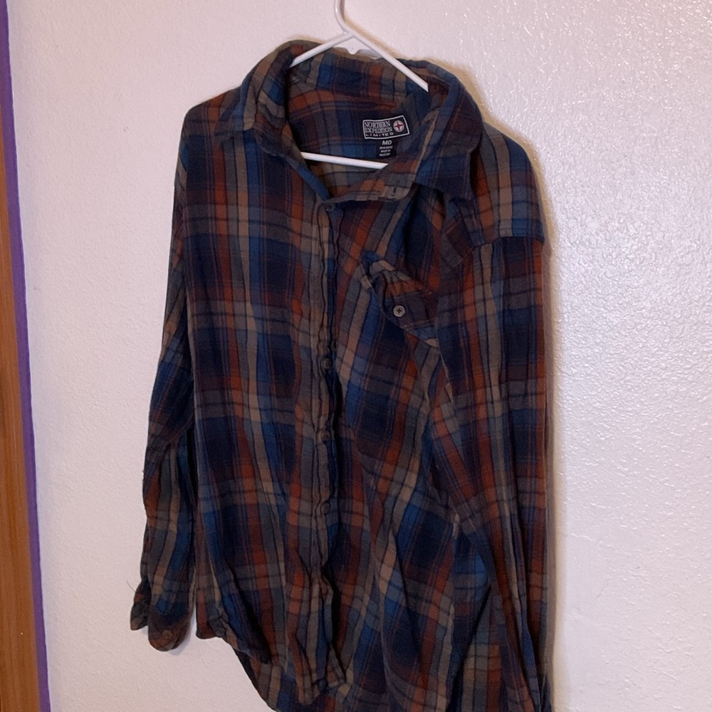 Old Navy Blue and Brown Casual Button Down Shirt